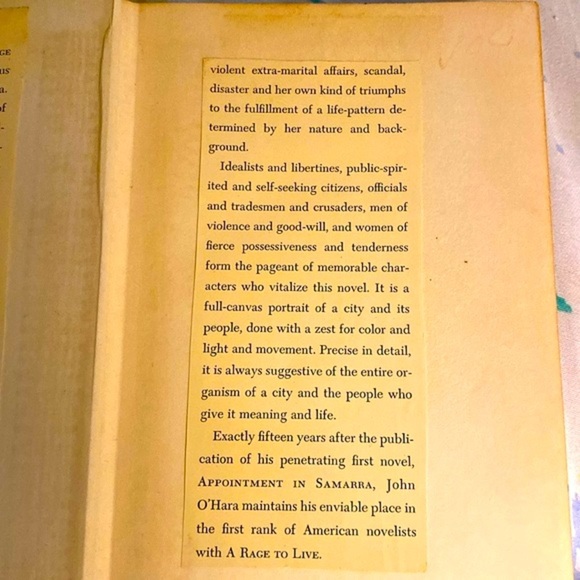 A RAGE TO LIVE JOHN O’HARA SIGNED COPY Hardback EUC - Picture 5 of 8